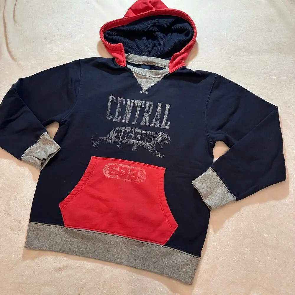 Gap Boy's Navy Hooded Sweatshirt sz XL Colorblock Hoodie Tigers Hoodie